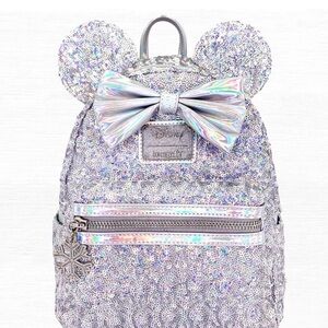 Loungefly Disney Holographic Silver Sequins Mickey Mini-Backpack